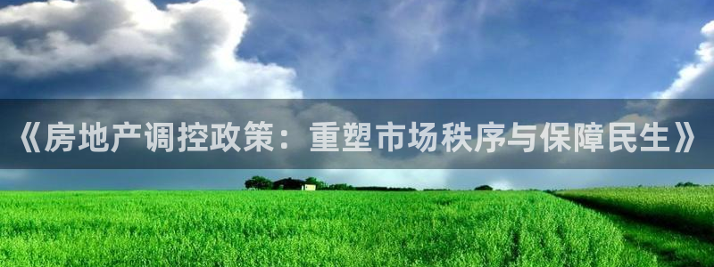 新宝5平台登录注册：《房地产调控政策：重塑市场秩序与保障民生