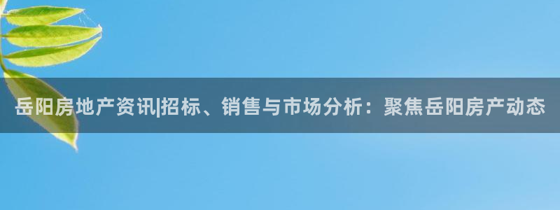 新宝5测速在线：岳阳房地产资讯|招标、销售与市场分析：聚焦岳